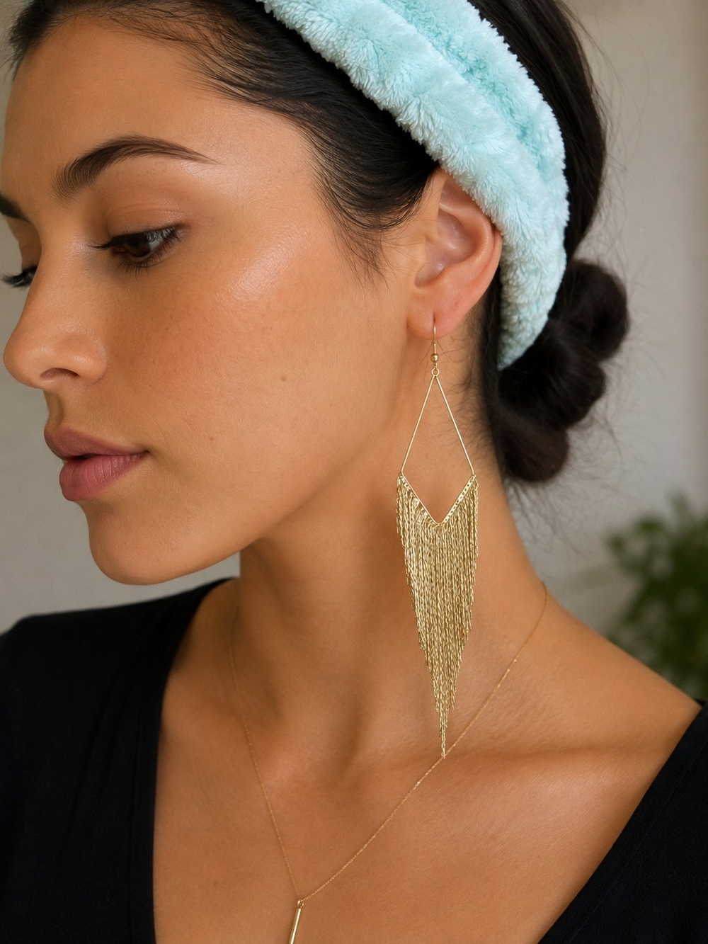 Guess Gold Fringe Drop Earrings